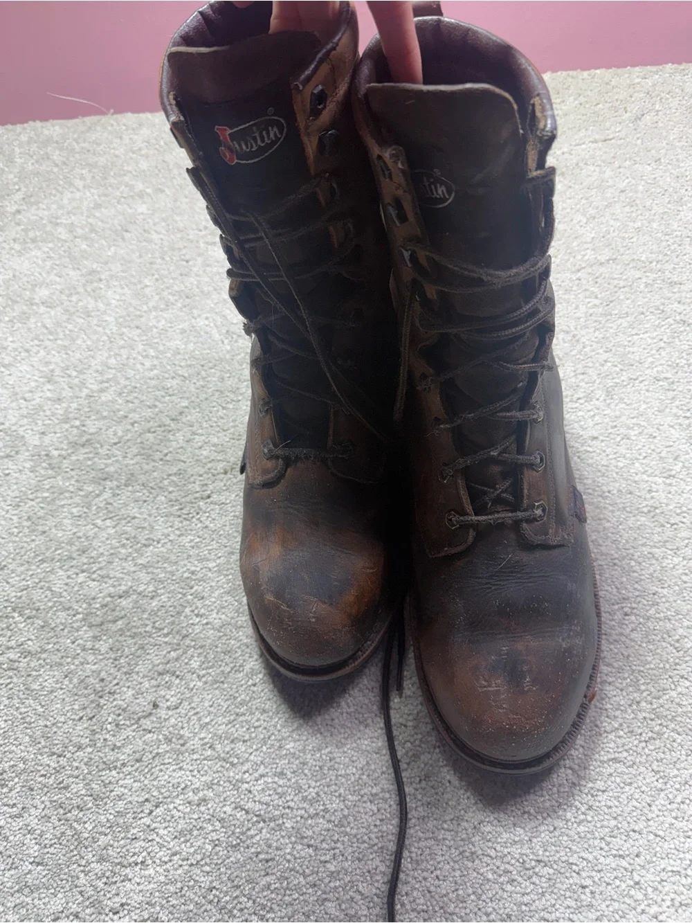 Justin safety toe electrical hazard men’s lace up boots sz 11D